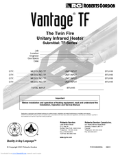 Roberts Gorden Vantage TF-160 Installation & Operation Manual