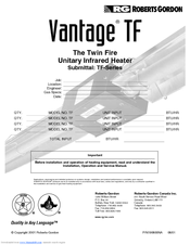 Roberts Gorden Vantage TF-Series Installation & Operation Manual