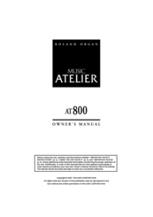 Roland AT800 Music Atelier Owner's Manual