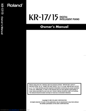 Roland KR-15 Owner's Manual