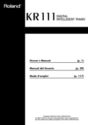 Roland KR111 Owner's Manual