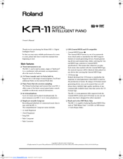 Roland KR-11 Owner's Manual