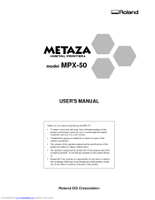 Roland Metaza MPX-50 User Manual