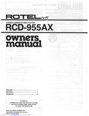 Rotel RCD-955AX Owner's Manual