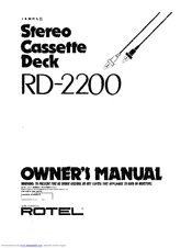 Rotel RD-2000 Owner's Manual