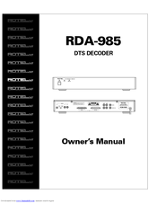 Rotel RDA-985 Owner's Manual