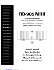 Rotel RB-985 MKII Owner's Manual