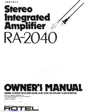 Rotel RA-2040 Owner's Manual