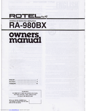 Rotel RA-980BX Owner's Manual