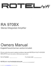 Rotel RA 970BX Owner's Manual