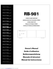 Rotel RB-981 Owner's Manual