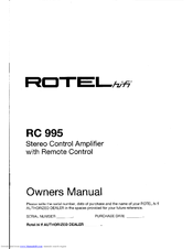 Rotel RC-995 Owner's Manual