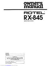 Rotel RX-845 Owner's Manual