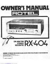 Rotel RX-404 Owner's Manual