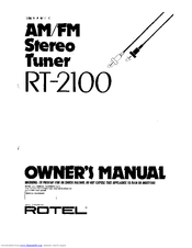 Rotel RT-2100 Owner's Manual