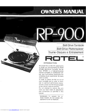 Rotel RP-900 Owner's Manual