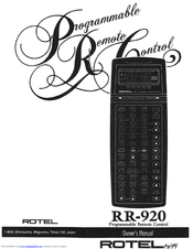 Rotel RR-920 Owner's Manual