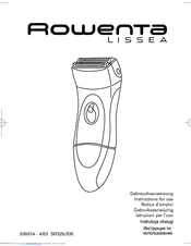 Rowenta LISSEA 030014 - 4/03 SH325/335 Instructions For Use Manual