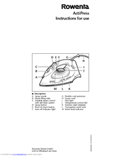 Rowenta 63016 Instructions For Use Manual