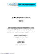 RoyalTek RGM-2106 Operational Manual