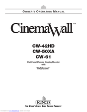 Runco CinemaWall CW-61 Owner's Operating Manual