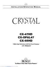Runco Crystal Series CX-OPAL47 Installation & Operation Manual