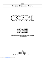 Runco CRYSTAL PORTFOLIO CX-57HD Owner's Operating Manual