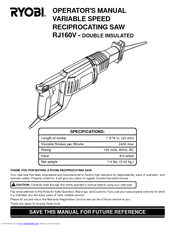 Ryobi RJ160V Operator's Manual