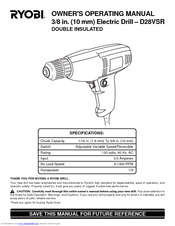 Ryobi D28VSR Owner's Operating Manual