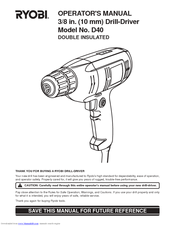 Ryobi D40 Operator's Manual