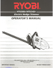 Ryobi HT924Dr Operator's Manual