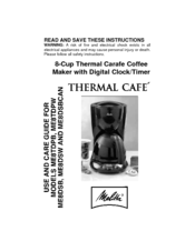 Salton Thermal Cafe ME8DSBCAN Use And Care Manual