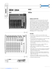 Samson MDR 1064 Specification Sheet