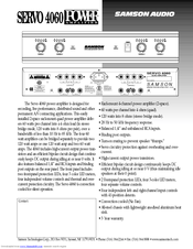 Samson Power Amplifier Servo 4060 Specification Sheet