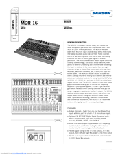 Samson MDR 16 Specification Sheet