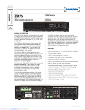 Samson ZM75 Specification Sheet