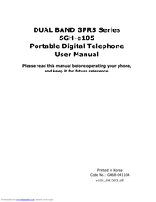 Samsung E105 - SGH Cell Phone User Manual