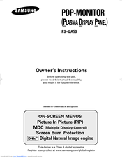 Samsung PS-42A5S Owner's Instructions Manual