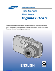 Samsung Digimax U-CA 3 User Manual