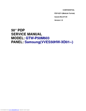 Samsung GTW-P50M603 Service Manual