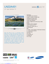Samsung LN22A451 Specification Sheet