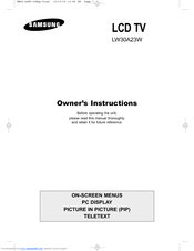 Samsung LW30A23W Owner's Instructions Manual