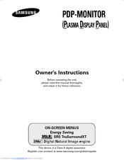 Samsung PDP-MONITOR (PLASMADISPLAYPANEL) Owner's Instructions Manual