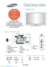 Samsung PN50A460S4D Quick Setup Manual
