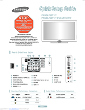 Samsung PN63A760T1F Quick Setup Manual