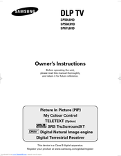 Samsung SP56K3HD Owner's Instructions Manual