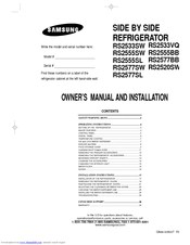 Samsung RS2578SH/XAA Owner's Manual And Installation