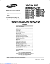 Samsung RS2578WW User Manual