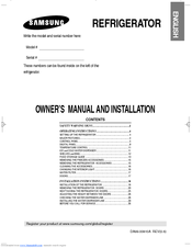 Samsung RS26WUNS Owner's Manual And Installation