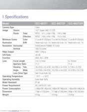 Samsung SCC-B9372P Specification Sheet